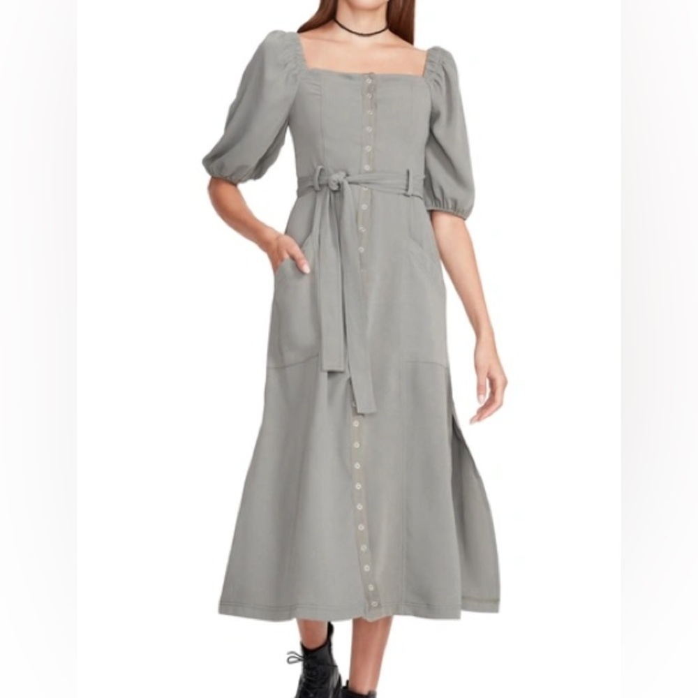 NWT! Betsey Johnson Snapped Up Midi Grey Sage Dress Grey / Olive